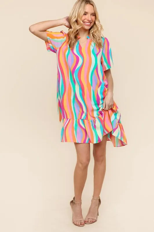 Haptics Tiered Woven Ruffle Hem Dress - Farnelli