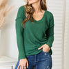 Culture Code Full Size Scoop Neck Patch Pocket Top - Dark Green