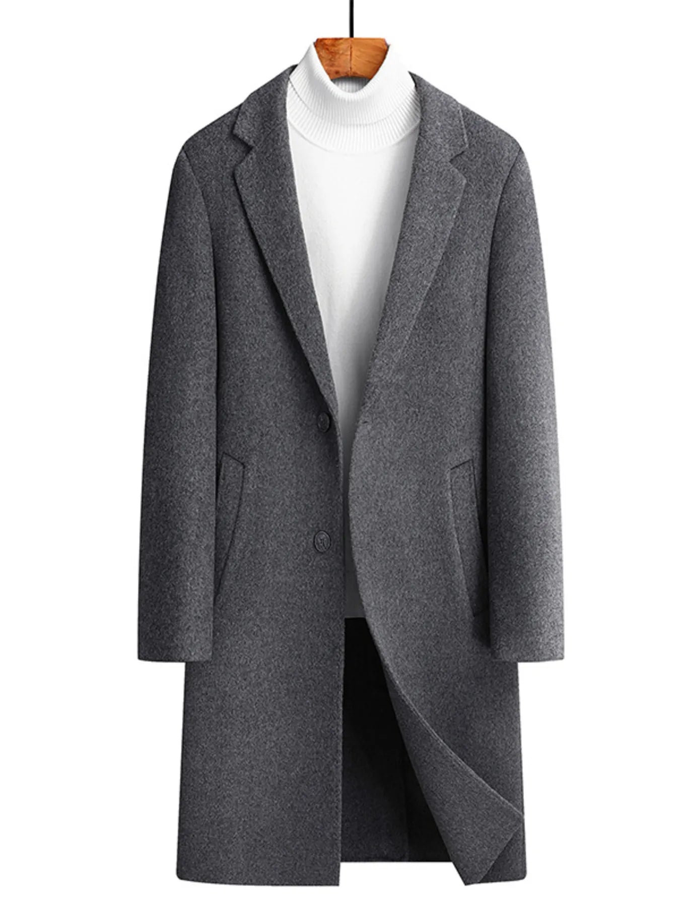 Men's Plus Size Lapel Collar Long Coat - Farnelli