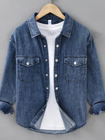 Men's Plus Size Button Up Long Sleeve Denim Shirt - Farnelli