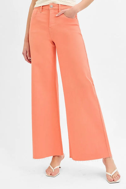 RISEN Full Size Tummy Control High Rise Wide Leg Palazzo Jeans Plus Size - Farnelli