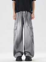 Men's Plus Size Wash Wide Leg Cargo Jeans - Farnelli