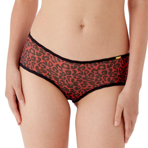 Gossard Glossies Leopard Red Printed Sheer Boy Short Panty-0