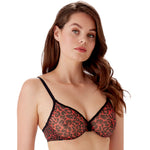 Gossard Glossies Red Leopard Print Sheer Molded Bra-0