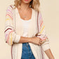 Haptics Full Size Striped Crochet Open Front Cardigan - Farnelli