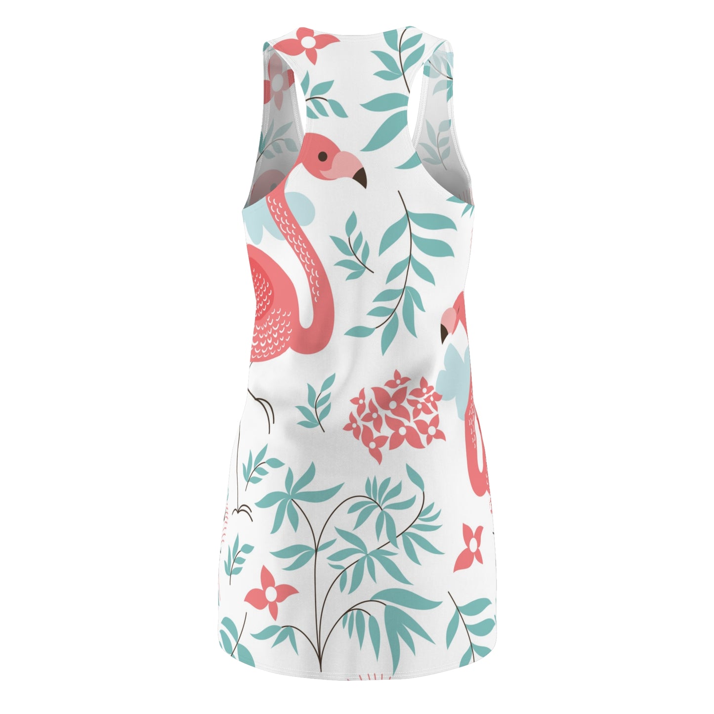 Flamingo Floral Racerback Dress, Summer Dress, Beachwear, Casual Outfit, Vacation Style, Tropical Vibes