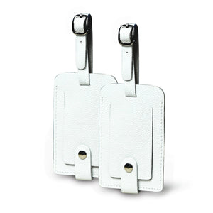White Leather Luggage Tags Set