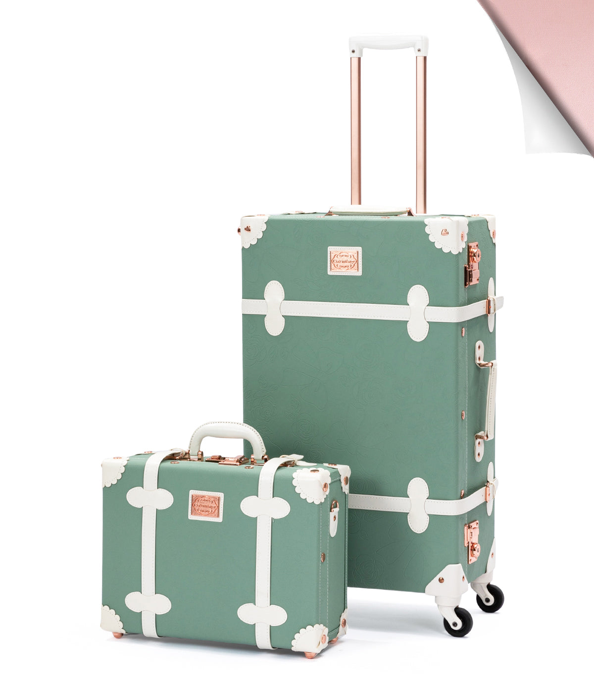 COTRUNKAGE Riviera XL Check-in Set briefcase with sturdy handle and zippered compartments, designed for travel and storage.