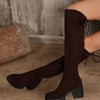 Leopard Round Toe Block Heel Boots - Brown
