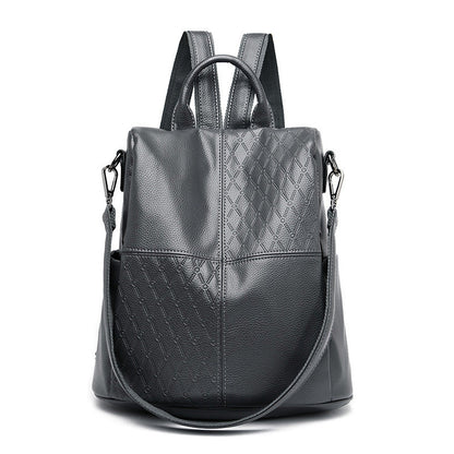 Large capacity Rirati female spring leather backpack with soft leather design and multiple compartments.