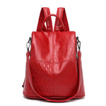 Large capacity Rirati female spring soft leather backpack with multiple compartments and adjustable straps.