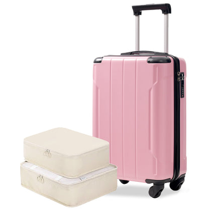 HouseOfZazla 20-inch pink hardshell carry-on luggage with four spinner wheels