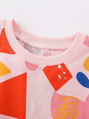 Children's Geometric Print Short Sleeve T-Shirt - Farnelli