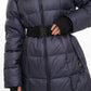 Cyrus Genuine Fur Trim Down Fill Coat in Navy