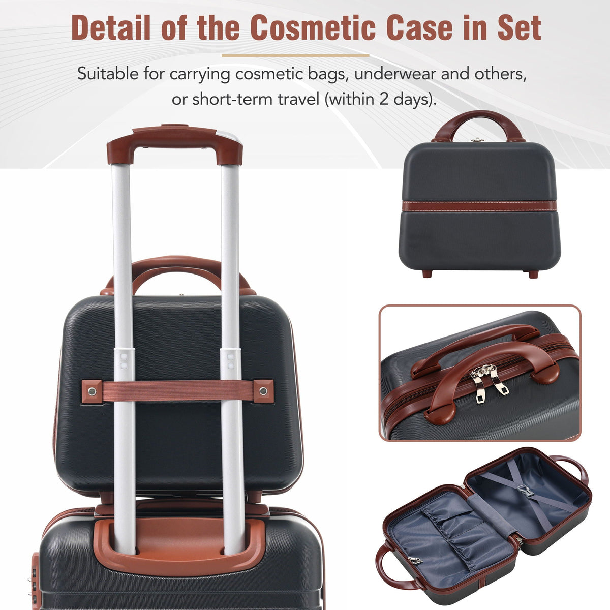 HouseOfZazla white 3-piece hardshell luggage set with TSA locks and telescoping handles