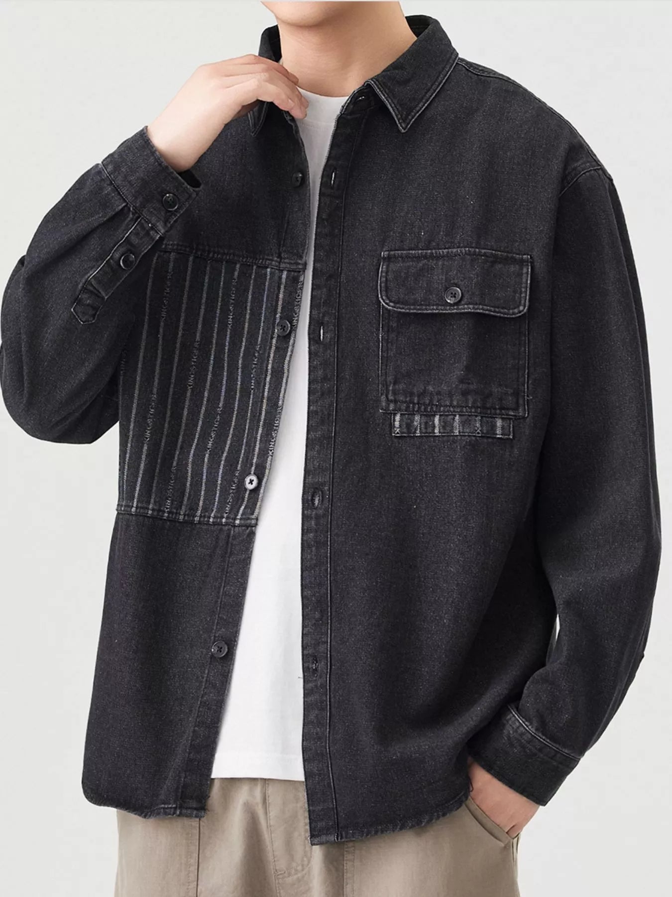 Men's Plus Size Button Up Casual Denim Shirt - Farnelli