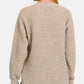 Zenana High Low Long Sleeve Waffle Sweater - Farnelli