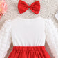 Children's Heart Bowknot Decor Dress with Headband - Farnelli