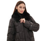 Riley Genuine Fur Trim Down Fill Coat in Black