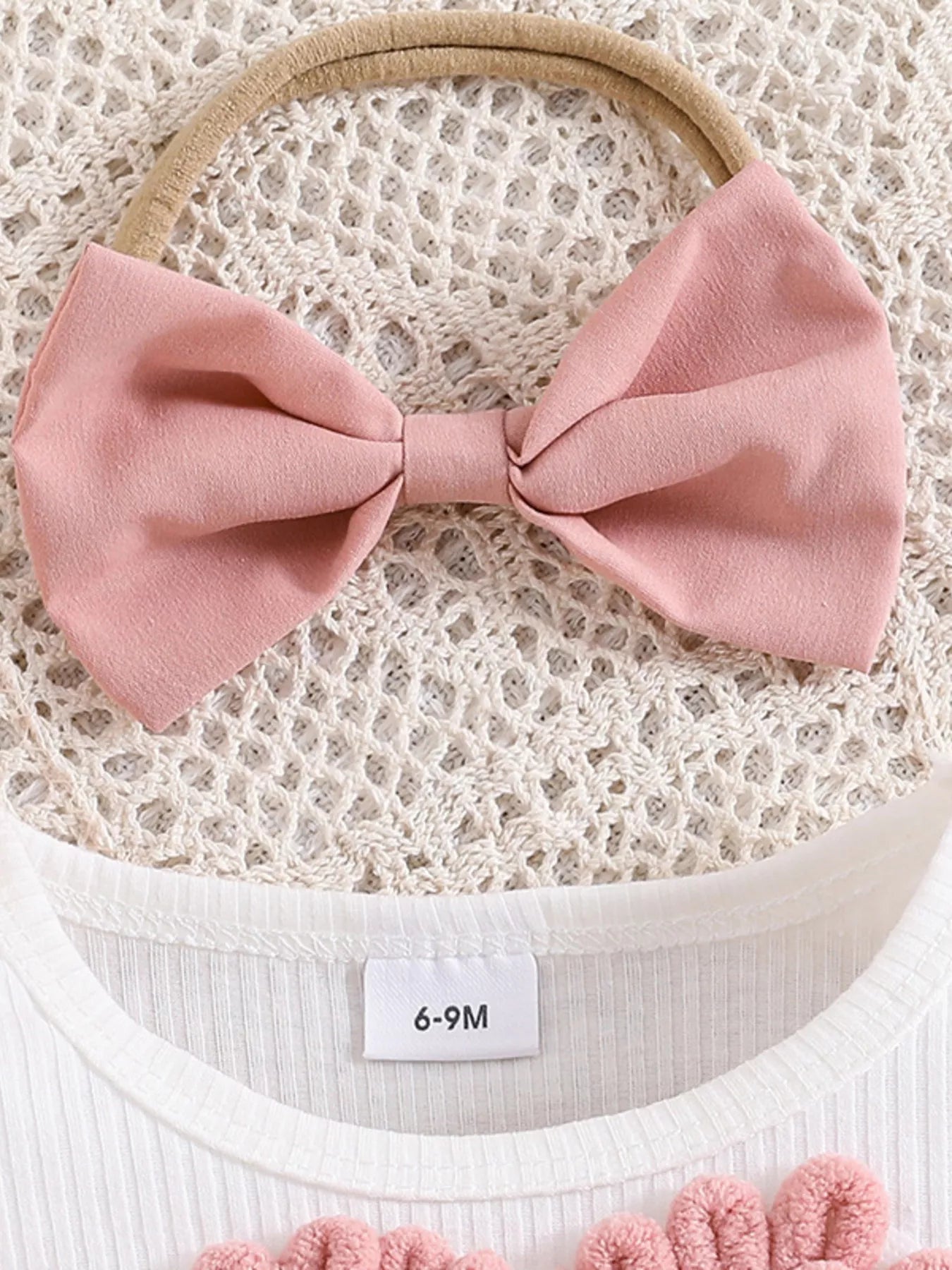 Children's Heart Bowknot Decor Dress with Headband - Farnelli