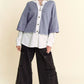 Davi & Dani Faux Layered French Terry Contrast Top - Farnelli