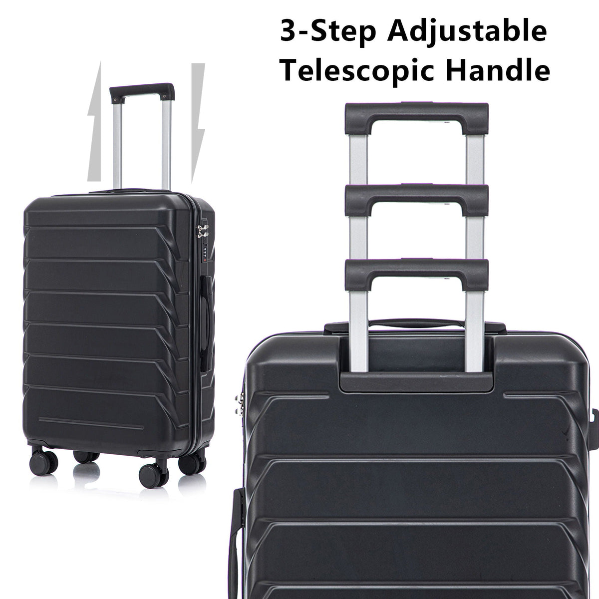 HouseOfZazla 3-piece spinner wheel luggage set with combination locks