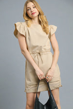 Umgee Luxe knit Ruffle Sleeve Drawstring Mini Dress - Farnelli