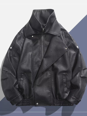 Men's Zip Up Leather Moto Jacket - Farnelli