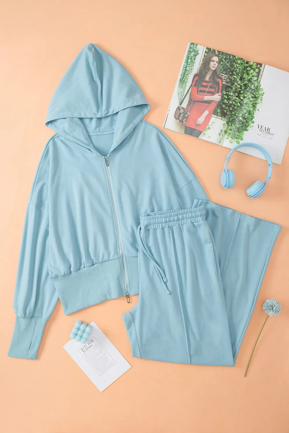 Zip-Up Hoodie and Pants Active Set - Farnelli