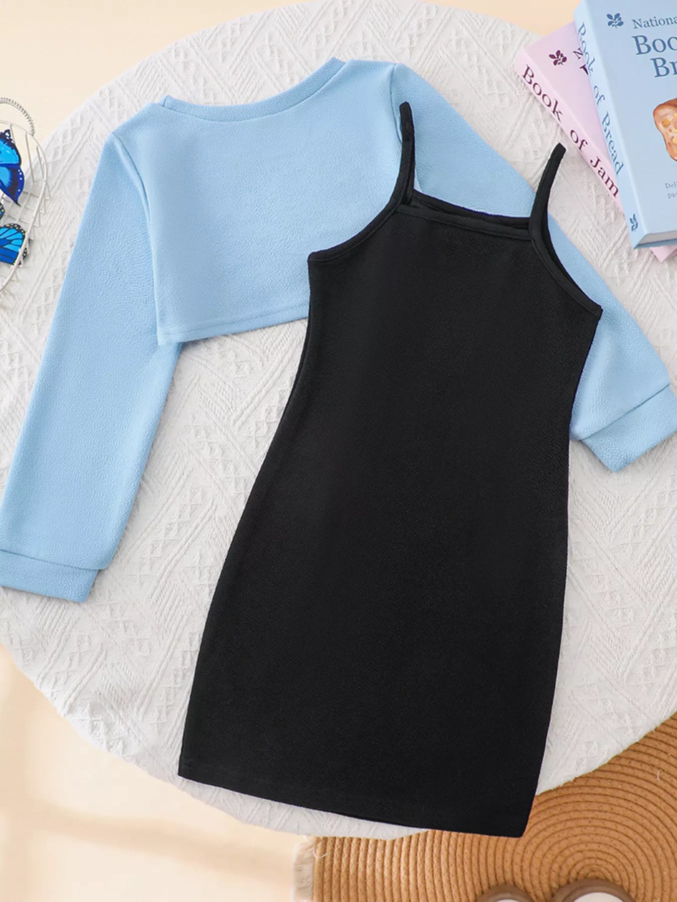 Children's Butterfly Long Sleeve Casual Dress Set - Farnelli