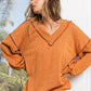BiBi Textured Exposed Seam Drop Shoulder Knit Top - Farnelli