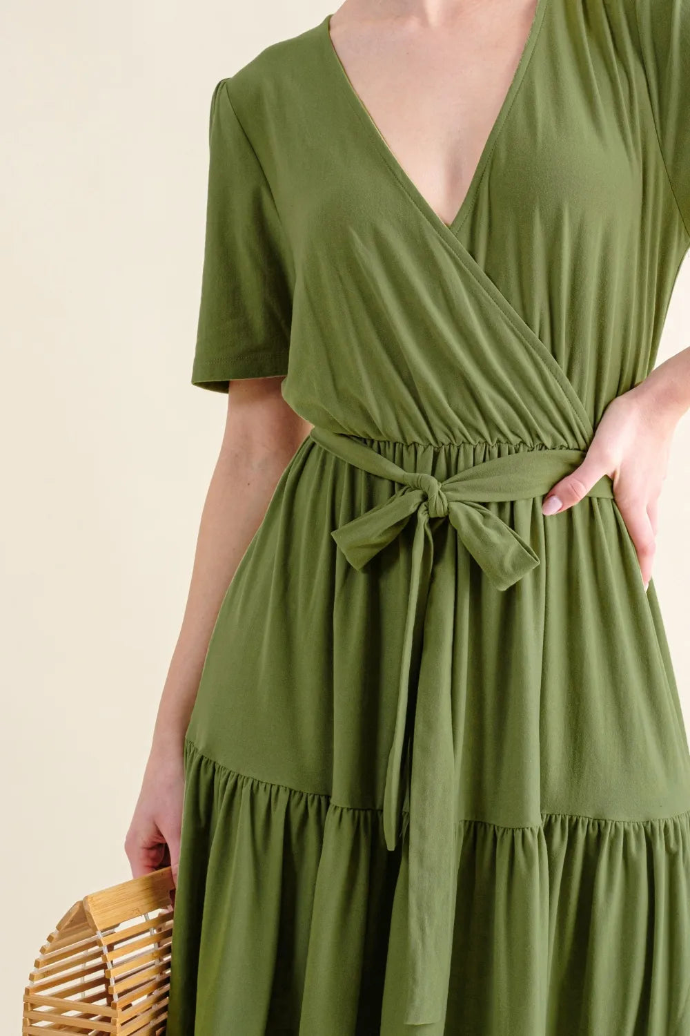 And The Why Soft Short Sleeve Tiered Midi Dress - Farnelli