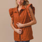 BiBi Quilting Knit Ruffle Sleeve Vest - Farnelli