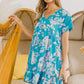 BiBi Floral Crinkle Shirred Ruffle Detail V Neck Dress - Farnelli
