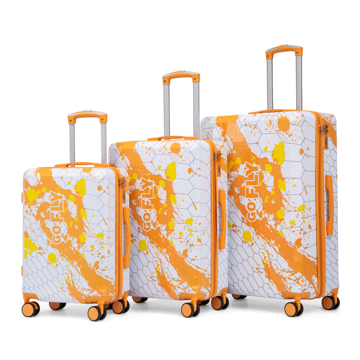 HouseOfZazla 3-piece orange hard case luggage set with spinner wheels