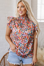 Elowen Floral Flutter Sleeve Blouse Top - Farnelli