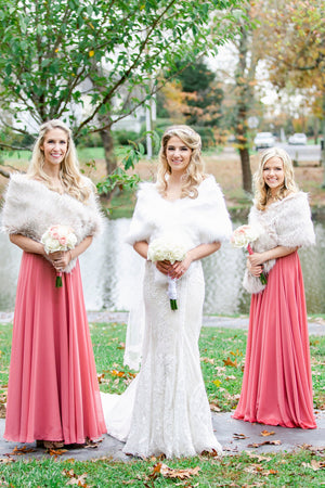 Blush with Black Tips Faux Fur Shawl (Lilian Blu02)
