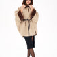 Genuine Mink Fur Double Face Wool Hooded Poncho