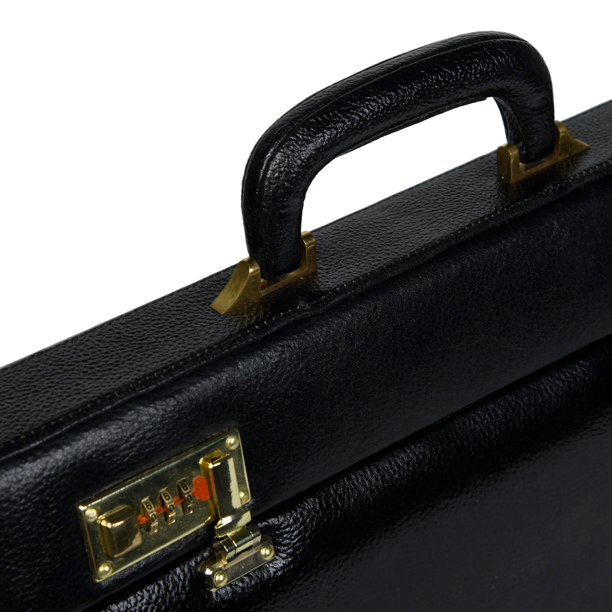 Black office suitcase briefcase by Classy Leather Bags, featuring sturdy handles and a sleek professional design.