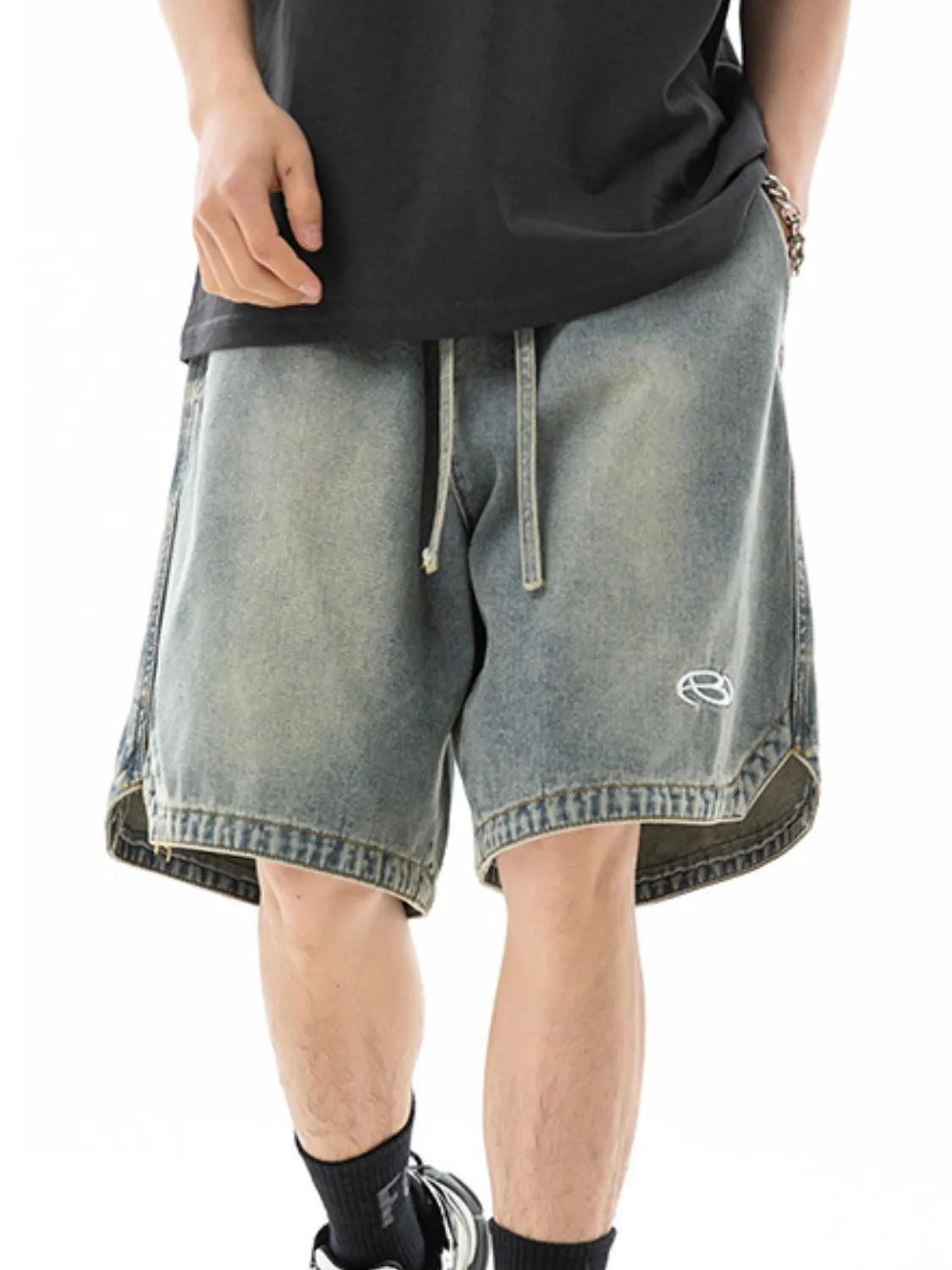 Men's Plus Size Drawstring Denim Shorts - Farnelli