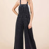 Mittoshop Textured Wide Leg Overalls - Washed Black