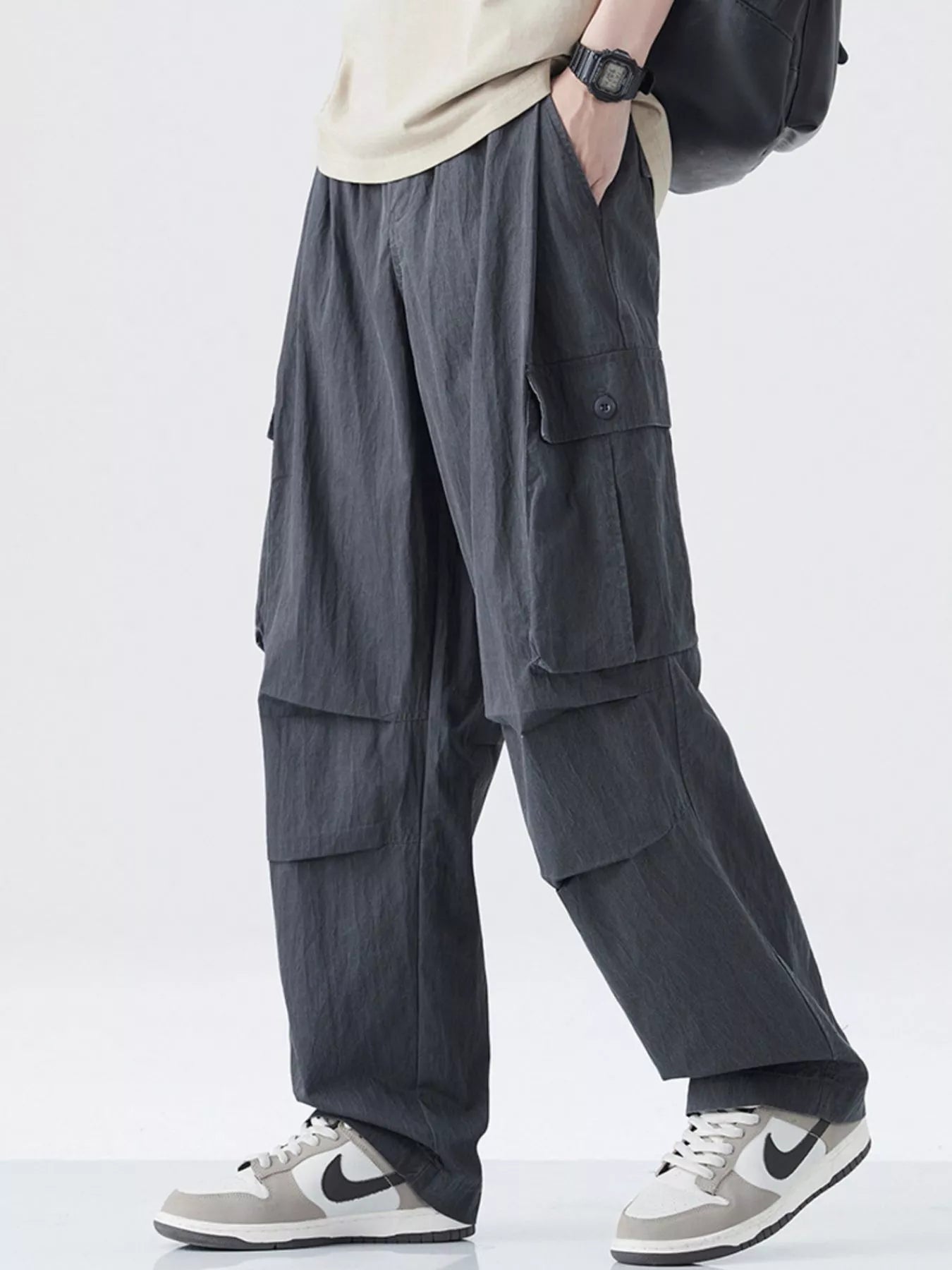 Men's Drawstring Wide Leg Cargo Pants - Farnelli
