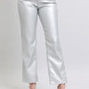 Judy Blue Full Size High Waist Silver Faux Leather Pants Plus Size - METALLIC SILVER