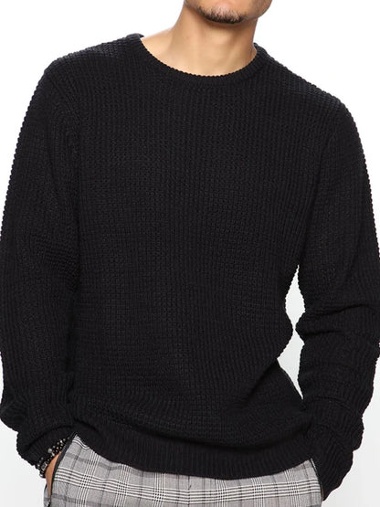 Men's Full Size Round Neck Long Sleeve Sweater Plus Size - Farnelli