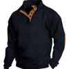 Men's Full Size Button Detail Long Sleeve Sweatshirt Plus Size - Black