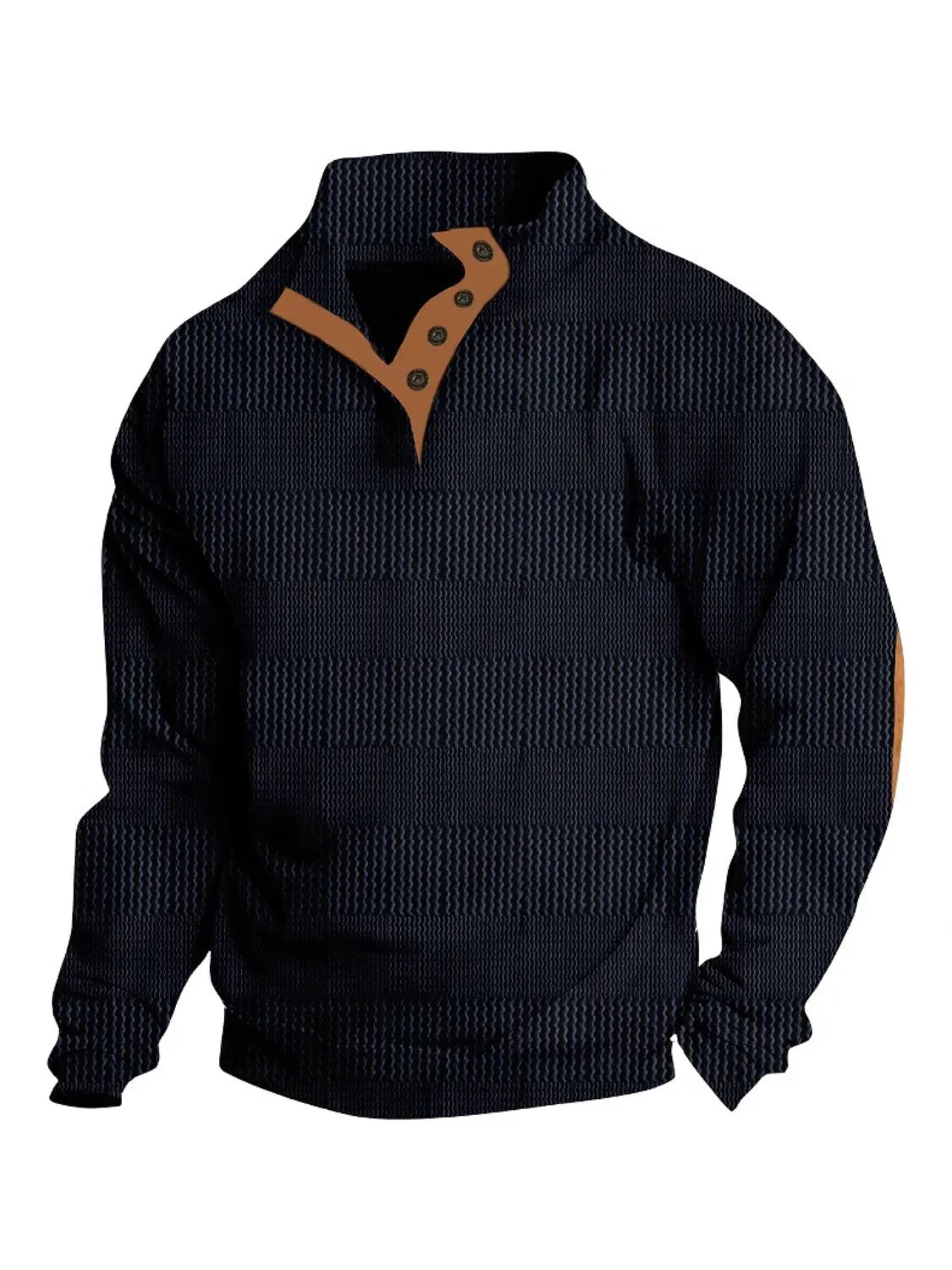 Men's Full Size Button Detail Long Sleeve Sweatshirt Plus Size - Farnelli