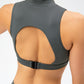 Full Size Cropped Cutout Back Zipper Front Active Tank Top - Farnelli
