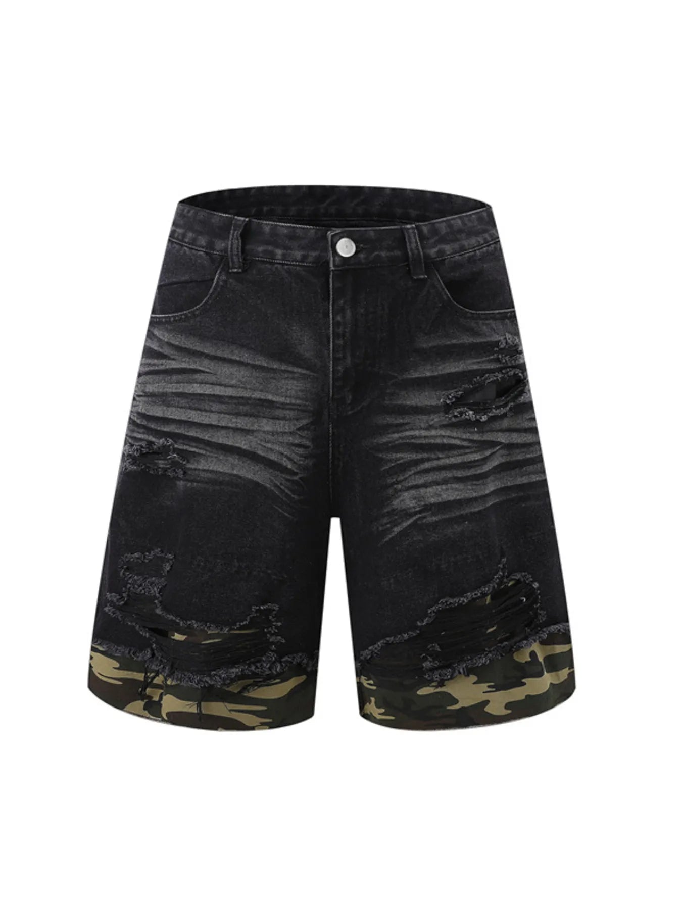Men's Distressed Camouflage Denim Shorts - Farnelli