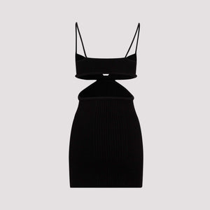 Off White Cut Out Ribbed Mini Dress Women