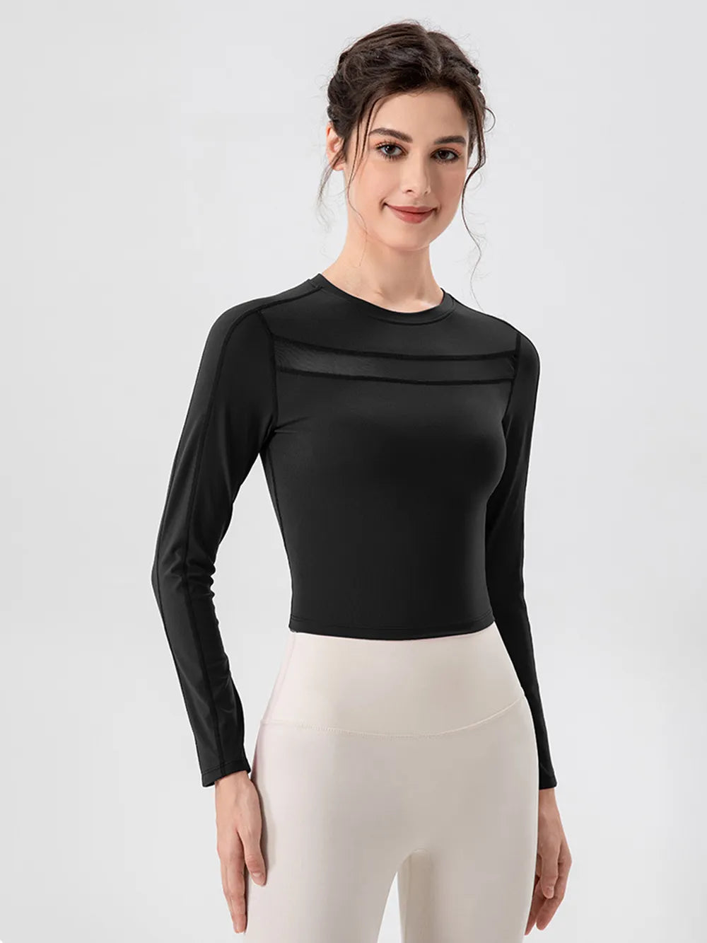 Round Neck Long Sleeve Active T-Shirt - Farnelli